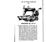 SINGER 24-70 24-71 SEWING MACHINE LIST OF PARTS COMPLETE 27 PAGES ENG