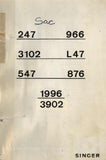 SINGER 247-9666 3102-147 547-876 MAQUINA MANUAL DE INSTRUCOES 15 PAGINA PT