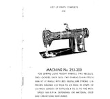 SINGER 253-200 253-201 SEWING MACHINE LIST OF PARTS COMPLETE 25 PAGES ENG