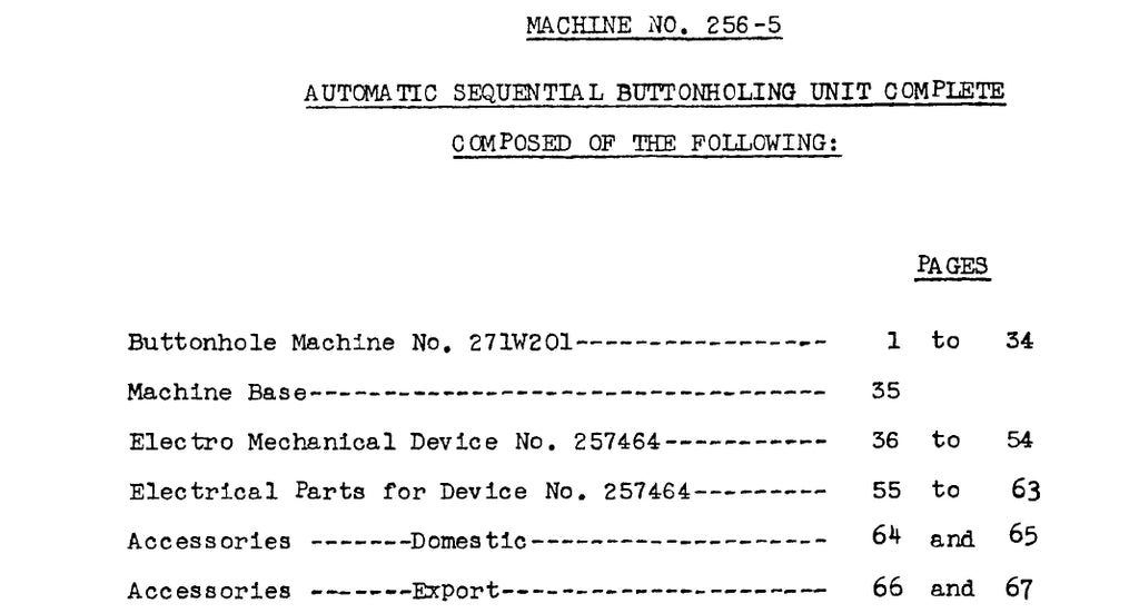 SINGER 256-5 271W201 257464 SEWING MACHINE LIST OF PARTS COMPLETE 79 PAGES ENG