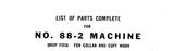 SINGER 88-1 88-2 88-3 SEWING MACHINE LIST OF PARTS COMPLETE 53 PAGES ENG