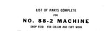 SINGER 88-1 88-2 SEWING MACHINE LIST OF PARTS COMPLETE 53 PAGES ENG