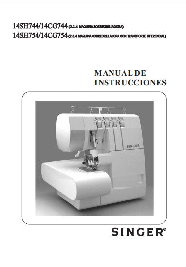SINGER 14SH744 14SH754 MAQUINA DE COSER MANUAL DE INSTRUCCIONES 52 PAGINA ESP