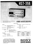 SONY HST-39A STEREO CASSETTE RECEIVER SERVICE MANUAL INC SCHEM DIAGS 28 PAGES ENG