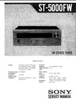 SONY ST-5000FW FM STEREO TUNER SERVICE MANUAL INC SCHEM DIAGS 89 PAGES ENG