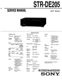 SONY STR-DE205 FM STEREO FM AM RECEIVER SERVICE MANUAL INC SCHEMATIC DIAGRAMS 19 PAGES ENG