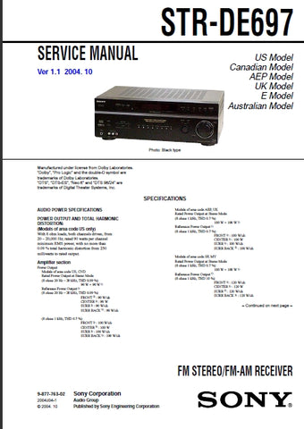 SONY STR-DE697 FM STEREO FM AM RECEIVER SERVICE MANUAL INC SCHEMATIC DIAGRAMS 64 PAGES ENG