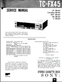 SONY TC-FX45 STEREO CASSETTE DECK SERVICE MANUAL INC SCHEM DIAGS 41 PAGES ENG