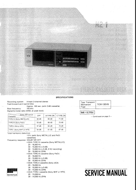 SONY TC-V3 STEREO CASSETTE DECK SERVICE MANUAL INC SCHEM DIAGS 29 PAGES ENG