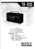 SONY TR-835 MW SW 2 BAND RECEIVER SERVICE MANUAL INC SCHEM DIAGS 18 PAGES ENG