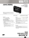 SONY WM-F77 FM AM STEREO CASSETTE PLAYER SERVICE MANUAL INC SCHEM DIAGS 30 PAGES ENG