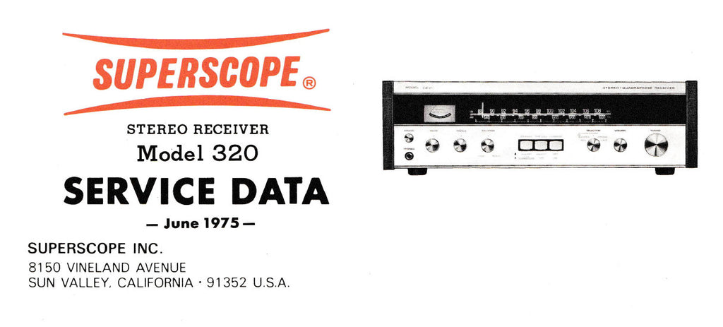 SUPERSCOPE R-320 AM FM STEREO RECEIVER SERVICE DATA INC PCBS SCHEM DIAG AND PARTS LIST 16 PAGES ENG