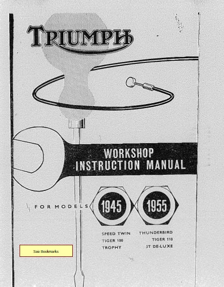 TRIUMPH 45-55 SPEED TWIN TIGER 100 TROPHY THUNDERBIRD TIGER 110 3T DE-LUXE MOTORCYCLE WORKSHOP MANUAL 213 PAGES ENG