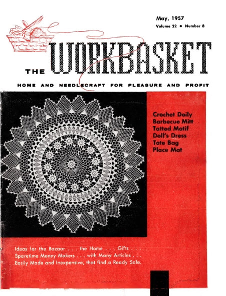 WORKBASKET VOL 22 NUMBER 8 MAY 1957 SEWING KNITTING CROCHET PATTERNS NEEDLECRAFT MAGAZINE 48 PAGES ENGLISH