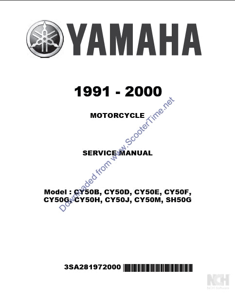 YAMAHA CY50B CY50D CY50E CY50F CY50G CY50H CY50J CY50M SH50G MOTORCYCLE SERVICE MANUAL 233 PAGES ENGLISH