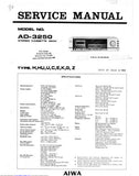 AIWA AD-3250 STEREO CASSETTE DECK SERVICE MANUAL INC PCBS SCHEM DIAGS AND PARTS LIST 13 PAGES ENG