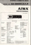 AIWA AD-3800H,E,K,G STEREO CASSETTE DECK SERVICE MANUAL INC PCBS SCHEM DIAGS AND PARTS LIST 32 PAGES ENG