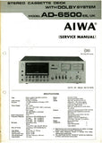 AIWA AD-6500 EE, UK STEREO CASSETTE DECK SERVICE MANUAL INC BLK DIAG PCBS SCHEM DIAG WIRING DIAG AND PARTS LIST 36 PAGES ENG