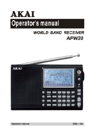 AKAI APW20 WORLD BAND RECEIVER OPERATOR'S MANUAL 14 PAGES ENG