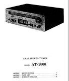 AKAI AT-2600 STEREO TUNER SERVICE MANUAL INC PCB'S SCHEM DIAG AND PARTS LIST 30 PAGES ENG