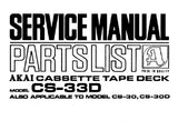 AKAI CS-30 CS-30D CS-33D 4 TRACK 2 CHANNEL CASSETTE TAPE DECK SERVICE MANUAL 15 PAGES ENG