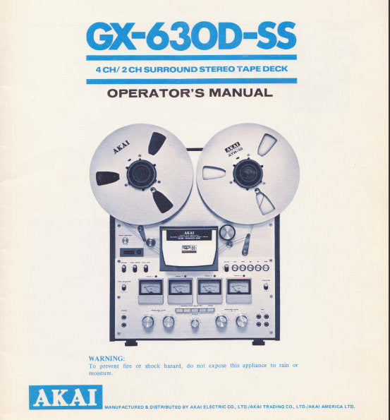 AKAI GX-630D-SS 4CH 2CH SURROUND REEL TO REEL STEREO TAPE DECK