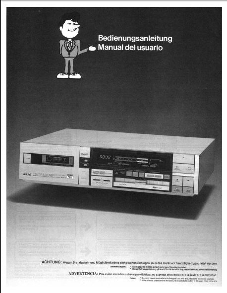AKAI GX-7 STEREO CASSETTE TAPE DECK BEDIENUNGSANLEITUNG MANUAL DEL USUARIO INC CONN DIAGS AND TRSHOOT GUIDE 24 PAGES DEUT ESP