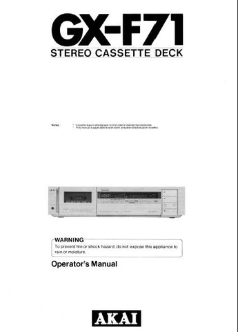 AKAI GX-F80 STEREO CASSETTE TAPE DECK OPERATOR'S MANUAL INC CONN DIAGS AND TRSHOOT GUIDE 18 PAGES ENG FRANC DEUT