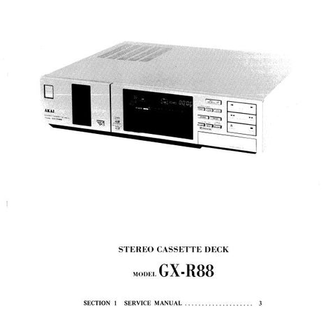 AKAI GX-R88 STEREO CASSETTE TAPE DECK SERVICE MANUAL 24 PAGES ENG