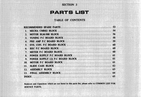 AKAI GX-R99 STEREO CASSETTE TAPE DECK PARTS LIST 19 PAGES ENG