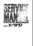 AKAI X-1810 X-1810D CROSS FIELD HEAD STEREO REEL TO REEL AND 8 TRACK CARTRIDGE TAPE RECORDER SERVICE MANUAL INC TRSHOOT GUIDE BLK DIAGS SCHEM DIAGS AND PCB'S 40 PAGES ENG