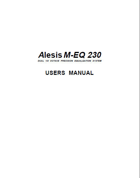 ALESIS M-EQ230 EQUALIZER USERS MANUAL 11 PAGES ENG