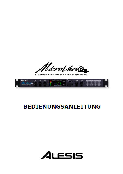 ALESIS MIDIVERB 4 MULTIEFFECTS PROCESSOR BEDIENUNGSANLEITUNG 72 SEITE DEUT