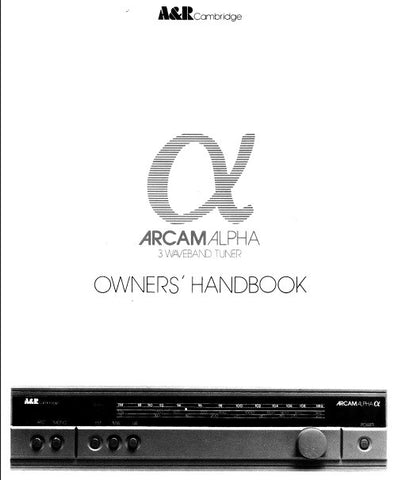 ARCAM ALPHA 3 WAVEBAND TUNER HANDBOOK 6 PAGES ENG