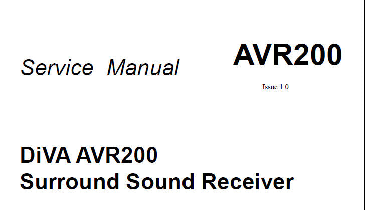 ARCAM DIVA AVR200 SURROUND SOUND RECEIVER SERVICE MANUAL INC BLK DIAGS WIRING DIAG SCHEM DIAGS PCB'S AND PARTS LIST 61 PAGES ENG