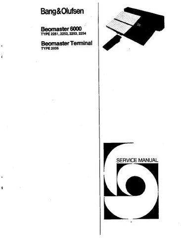 BANG & OLUFSEN BEOMASTER 6000 RECEIVER TYPE 2251-2254 BEOMASTER TERMINAL TYPE 2036 SERVICE MANUAL INC PCBS SCHEM DIAGS AND PARTS LIST 64 PAGES ENG