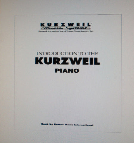 KURZWEIL EP PIANO OWNER'S MANUAL 72 PAGES ENG