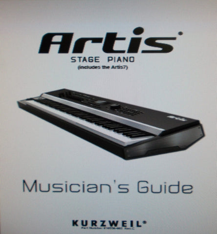 KURZWEIL ARTIS ARTIS 7 DIGITAL STAGE PIANO MUSICIANS GUIDE 195 PAGES ENG