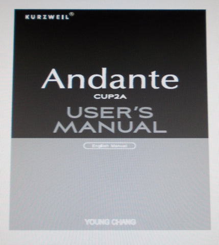 KURZWEIL ANDANTE CUP2A DIGITAL PIANO USER'S MANUAL 26 PAGES ENG