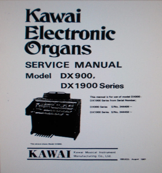 KAWAI DX900 DX1900 SERIES ELECTRONIC ORGANS SERVICE MANUAL INC BLK DIA THE MANUALS SERVICE