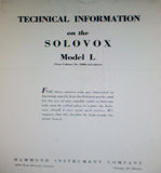 HAMMOND SOLOVOX MODEL L KEYBOARD TECHNICAL INFORMATION INC BLK DIAGS WIRING DIAGS AND SCHEMS 25 PAGES ENG