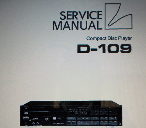 LUXMAN D-109 CD PLAYER SERVICE MANUAL INC SCHEMS AND PARTS LIST 63 PAGES ENG