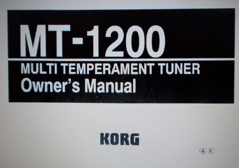 KORG MT-1200 MASTER TUNE MULTI TEMPERAMENT TUNER OWNER'S MANUAL INC MODE DIAG 36 PAGES ENG