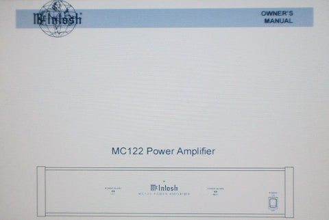 McINTOSH MC122 POWER AMP OWNER'S MANUAL INC INSTALL DIAG AND CONN DIAG 12 PAGES ENG
