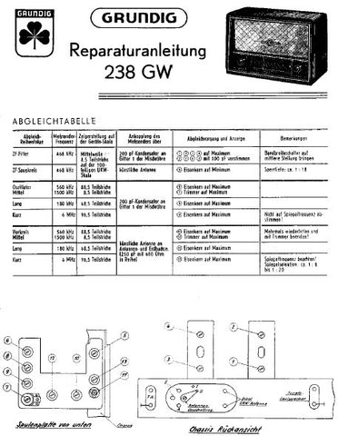 GRUNDIG 238 GW RADIO REPARATURANLEITUNG MIT SCHALTPLAN 5 SEITE DEUTSCH