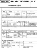 GRUNDIG 90U AM FM RADIO RAPARATURHELFER MIT SCHALTPLAN 4 SEITE DEUTSCH