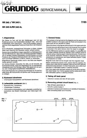 GRUNDIG RR340 RR340L RR340A RR340AL RADIO CASSETTE TAPE RECORDER SERVICE MANUAL INC PCBS AND SCHEM DIAGS 7 PAGES ENG DEUT