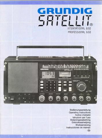 GRUNDIG SATELLIT 650 INTERNATIONAL 650 PROFESSIONAL 650 RADIO OPERATING INSTRUCTIONS 8 PAGES ENG FRANC DEUT MULTI