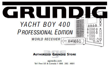 GRUNDIG YACHT BOY 400 PROFESSIONAL EDITION WORLD RECEIVER OWNER'S MANUAL 18 PAGES ENG