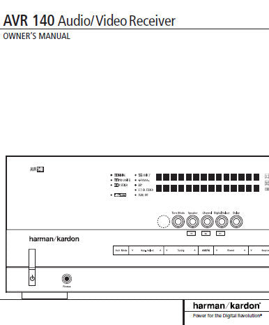 HARMAN KARDON AVR140 AV RECEIVER OWNER'S MANUAL INC CONN DIAGS AND TRSHOOT GUIDE 46 PAGES ENG